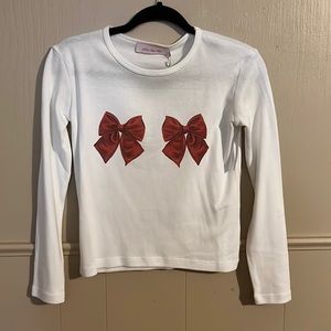 Lisa Says Gah Dana Long Sleeve Tee Red Bows NWT